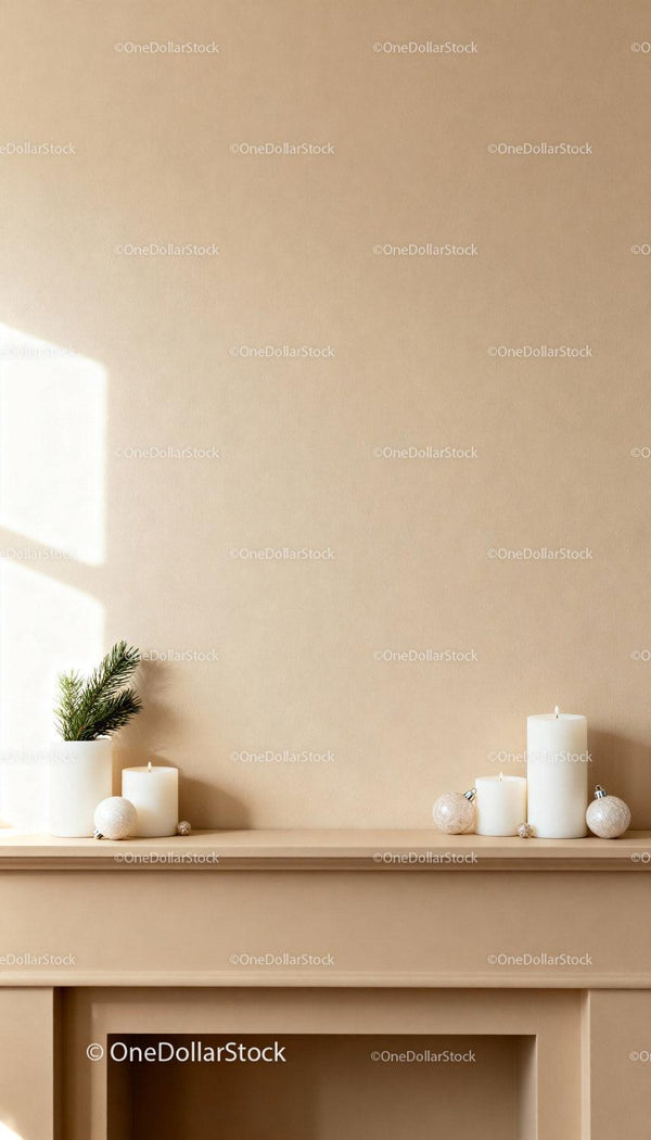 Minimalistyczna dekoracja świąteczna z świecami i gałązkami sosny