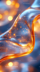 Abstract Flow of Glowing Liquid with Sparkling Light Effects