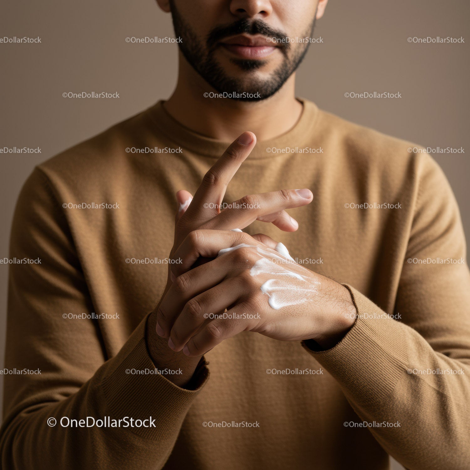 Close-Up of Man Applying Lotion on Hand in Personal Care Routine