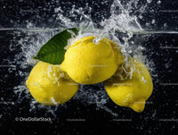 Fresh Ripe Lemons Splashing into Water with Bright Colors