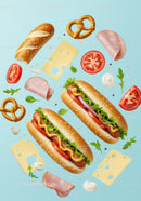 Fresh hot dogs with mustard and garden vegetables