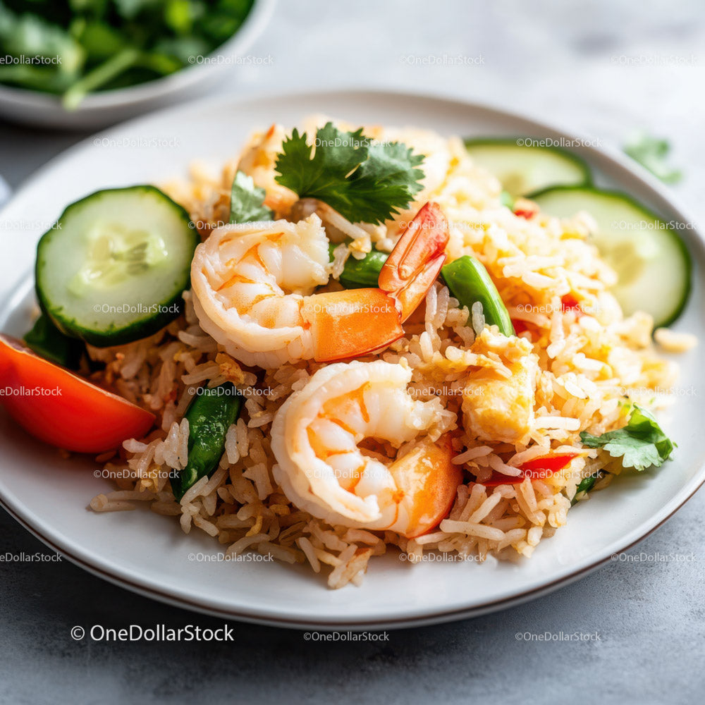 Seafood Rice with Shrimp and Fresh Vegetables for a Colorful Meal