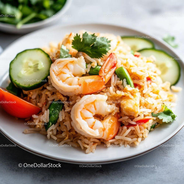 Seafood Rice with Shrimp and Fresh Vegetables for a Colorful Meal