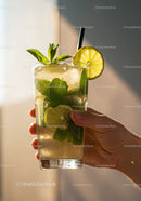 Refreshing mojito cocktail with lime and mint leaves