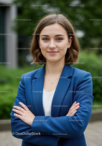 Young Confident Businesswoman Standing Outdoors in City Park