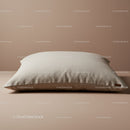 Beige Cushion in Modern Bedroom Interior with Soft Fabric Texture