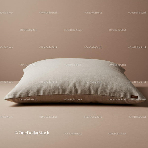 Beige Cushion in Modern Bedroom Interior with Soft Fabric Texture