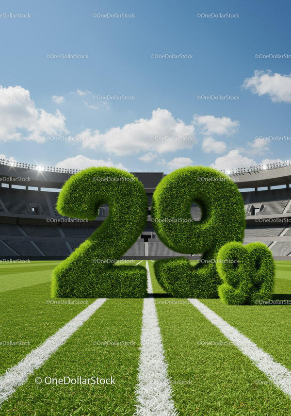 Green 20 Percent Symbol on Stadium Grass Field