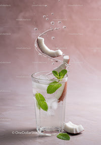 Refreshing Coconut and Mint Sparkling Water Splash