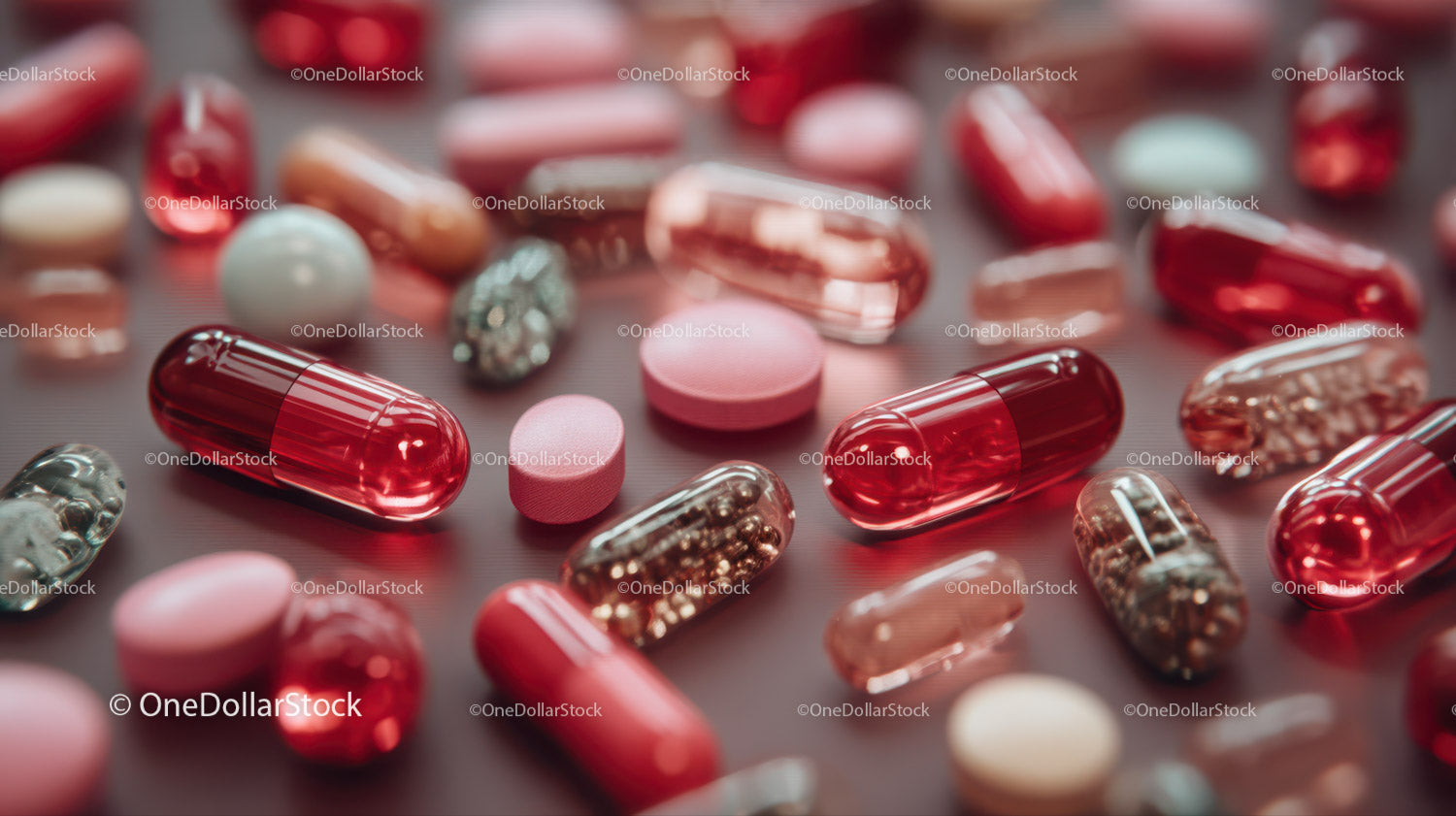 Variety of Colorful Pills and Capsules for Healthcare and Medicine