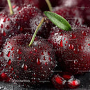 Close-up of Juicy Ripe Red Cherries with Water Droplets for Fresh Fruit Concept