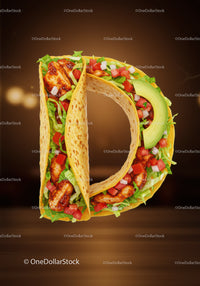 Taco Styled Letter D with Fresh Ingredients