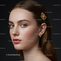 Elegant Woman with Jewelry and Hair Accessory in Professional Portrait