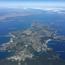 Scenic Aerial View of Coastal Islands and Urban Landscape