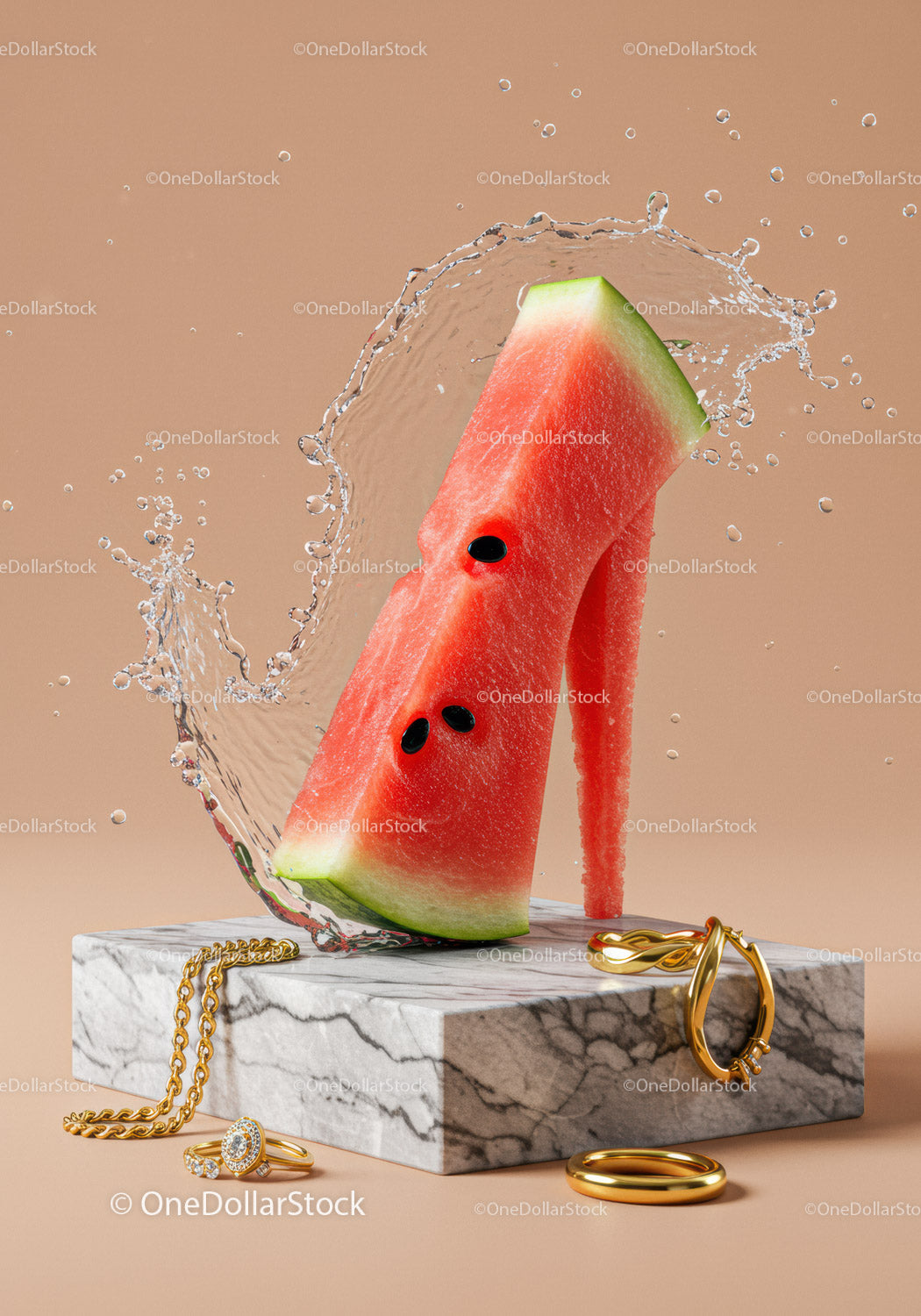 Watermelon slice shaped as elegant high heel shoe
