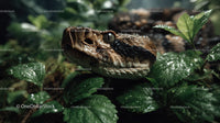 Close-Up of a Brown and Black Snake Resting in Green Leafy Forest