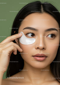 Close-up of Woman Applying Under-Eye Gel Patch for Skincare