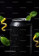 Black beverage can with fresh mint and lemon twists