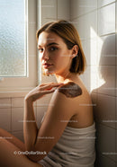 Woman Applying Natural Body Scrub in Cozy Bathroom