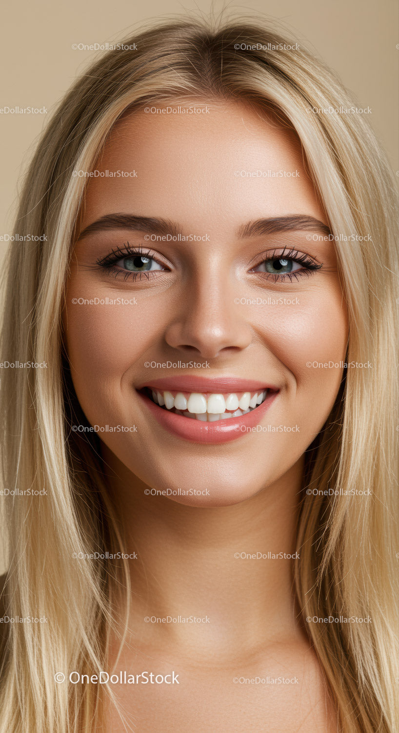 Close up portrait of a smiling young woman with flawless skin