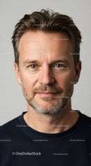 Professional Male Portrait with Blue Eyes and Styled Hair