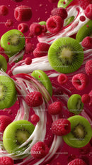 Fresh Kiwi and Raspberry Fruit Splash with Dynamic Motion