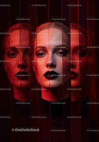 Futuristic Female Portrait with Red Lighting and Dark Makeup Stock Photo Bundle preview 31