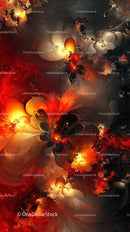 Vibrant Fiery Abstract Fractal Explosion with Cosmic Elements