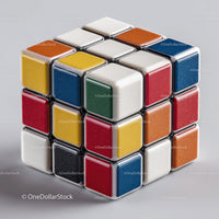 Colorful Rubik's Cube with Vibrant Red, Blue, Green, Yellow, and White Colors