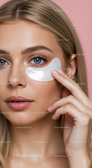 Woman Applying Eye Patch for Skincare and Beauty Routine
