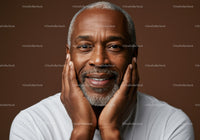 Close-up of Joyful Elderly Man with Gray Hair and Warm Smile