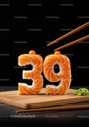 Creative Sushi Shaped As Numbers Thirty Nine On Board