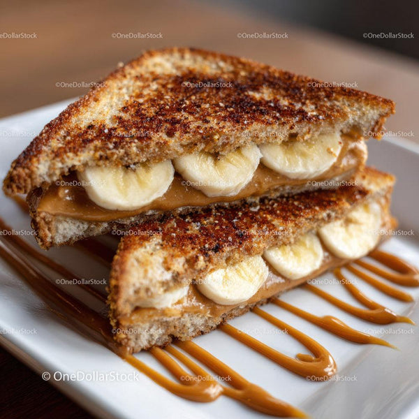 Banana and Caramel Toast Sandwich for Breakfast or Snack