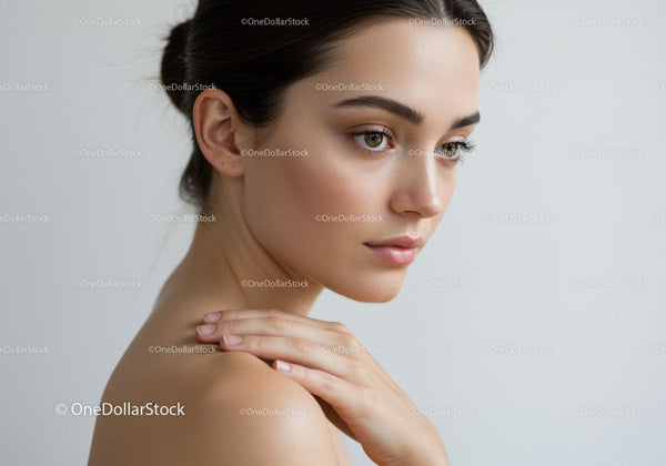 Portret młodej kobiety z czystą skórą i minimalistycznym stylem