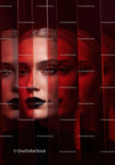 Futuristic Female Portrait with Red Lighting and Dark Makeup Stock Photo Bundle preview 10