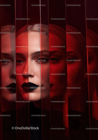 Futuristic Female Portrait with Red Lighting and Dark Makeup Stock Photo Bundle preview 10