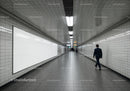 Minimalist Subway Tunnel with Tiled Walls and Modern Lighting