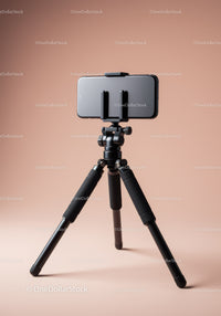 Smartphone Mounted on Tripod for Mobile Photography and Content Creation