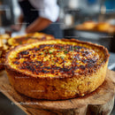 Seafood Shrimp Quiche with Fresh Herbs on Rustic Wooden Table