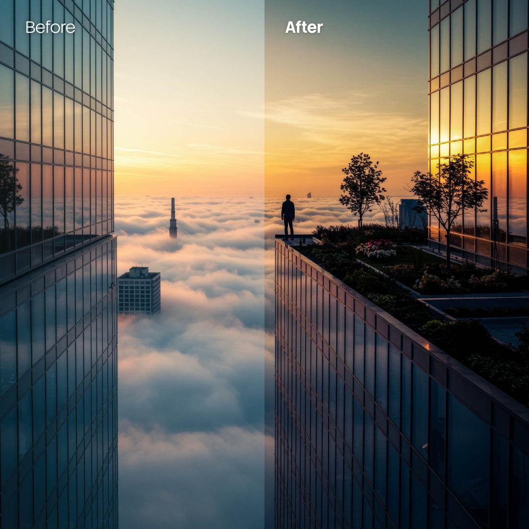 Before and after Sunshine Lightroom preset edit