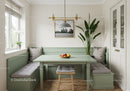 Modern Light Green Built-in Bench Dining Area with Houseplant