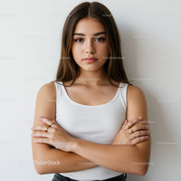 Portrait of a Confident Young Woman with Crossed Arms in Casual Style