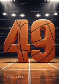 Basketball Inspired 49 Number on Court Floor