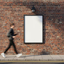 Urban Blank Poster on Brick Wall with Walking Woman