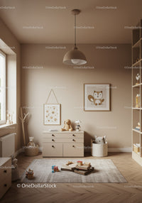 Cozy Children's Nursery with Wooden Toys and Soft Decor