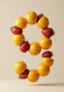 Number Nine Crafted from Fresh Oranges and Strawberries