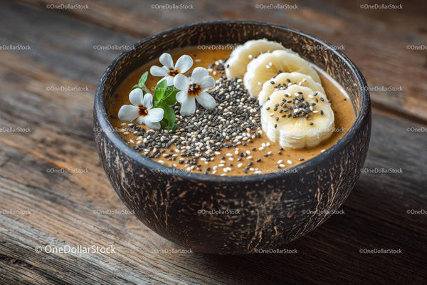 Pyszna miska smoothie z bananem i nasionami chia