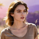 Thoughtful young woman enjoying nature in soft sunlight