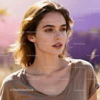 Thoughtful young woman enjoying nature in soft sunlight