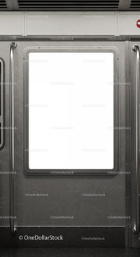 Blank Poster Frame Inside Modern Subway Car